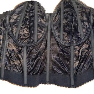 Goddess 689 Black Lace Corset Style‎ Bra 42D Boned Underwire Strapless